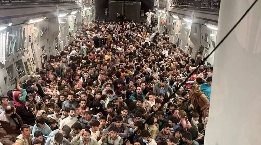 Packed US refugee plane carried record number