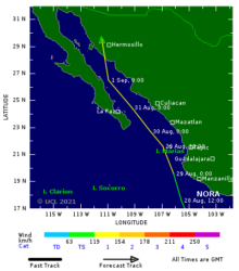 'Tropical storm Nora expected to become a hurricane'