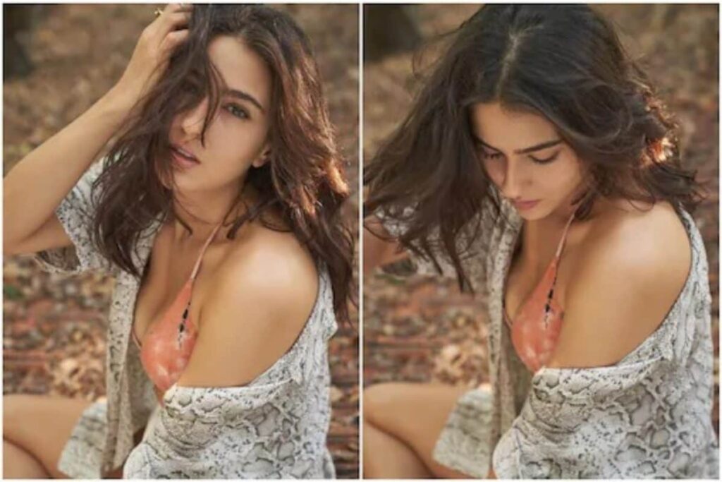 Sara Ali Khan Sizzles in Peach-Coloured Bikini Top, See Pictures