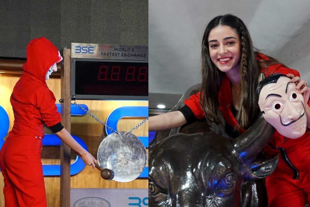 Ananya Panday, Disguised as Money Heist Fan, Rings the Bell at Bombay Stock Exchange