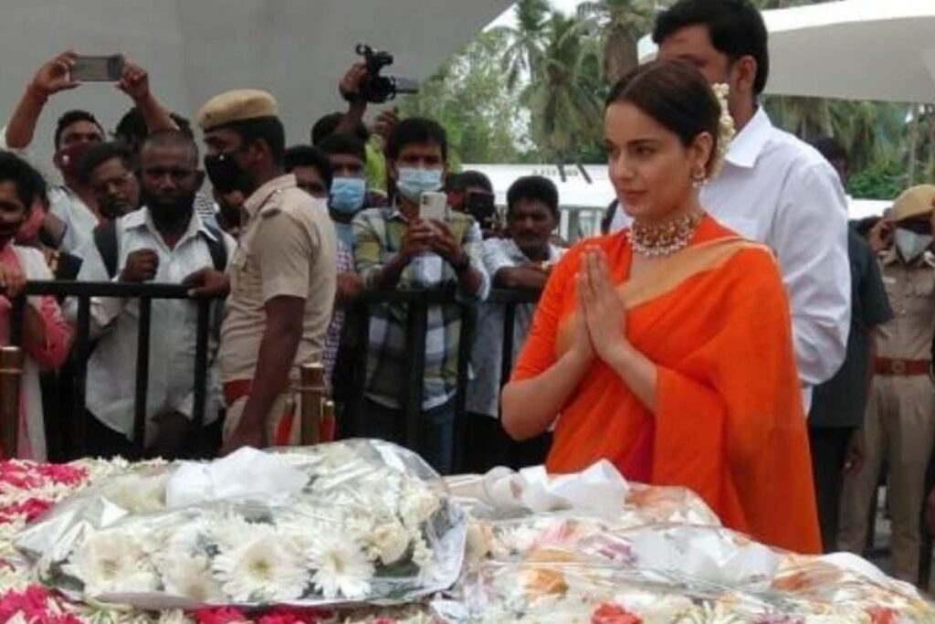 Kangana Ranaut Visits Late CM Jayalalithaa's Memorial Ahead of Thalaivii Release; See Photos