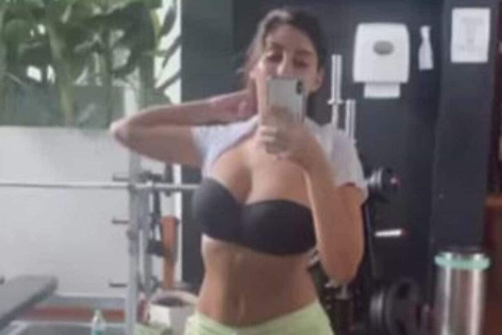 Nora Fatehi Flaunts Her Gorgeous Curves in Black Sports Bra and Neon Shorts