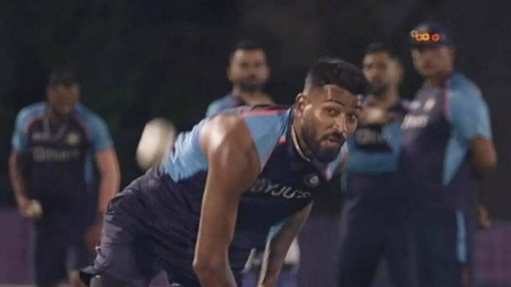 Hardik bowls in the nets after undergoing extended fitness session