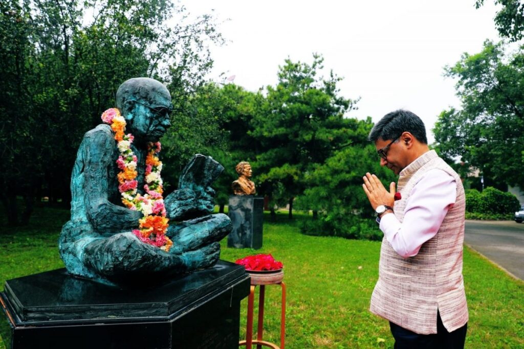 Gandhi Jayanti: India's Envoy in China Visits Bapu's Statue in Beijing, Pays Tributes