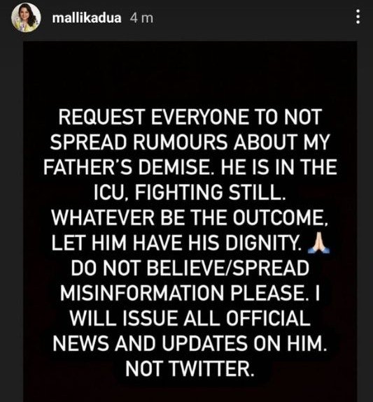 Veteran journalist Vinod Dua in ICU; daughter Mallika Dua requests people to stop spreading fake news