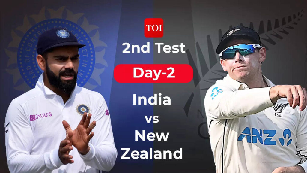 Live Cricket Score, India vs New Zealand 2nd Test Day 2