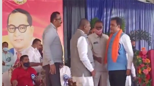 Watch: Karnataka minister Ashwath Narayan, Congress MP D K Suresh fight at Ramanagara event; CM Bommai present