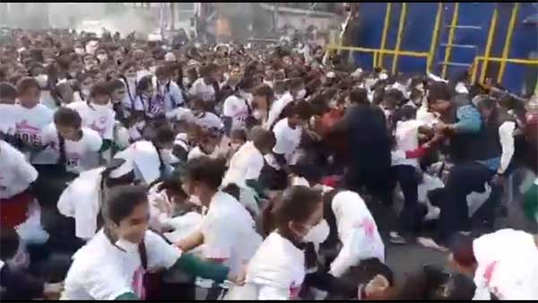 Watch: Girls trip and fall during massive Congress sponsored marathon in UP