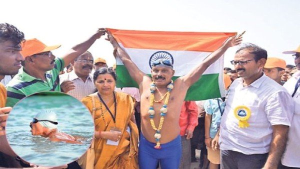 66-year-old Karnataka Man sets new record for swimming 3.5 km with hands and legs tied