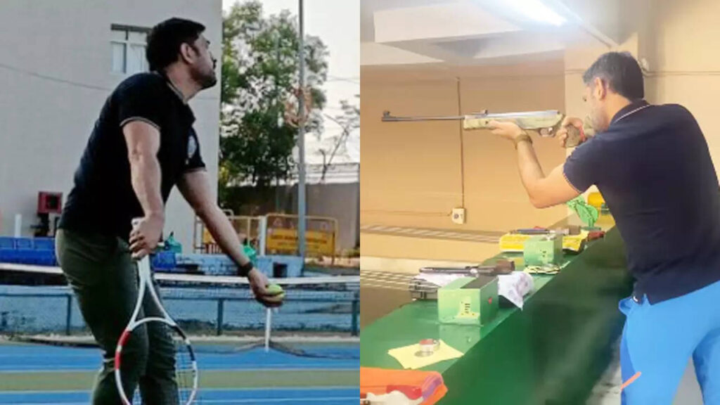 WATCH: Dhoni warms up for IPL auction at the shooting range and tennis courts