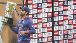 We are good chasing side but pleasing that we were able to defend also: Rohit