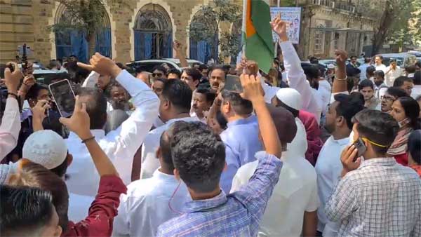 NCP workers stage protest as ED grills minister Nawab Malik