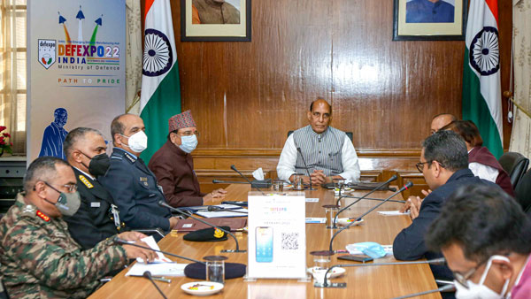 DefExpo 2022: Rajnath Singh reviews preparations, over 900 firms to take part