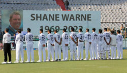 India, SL players wear black armbands in memory of Marsh, Warne