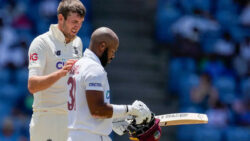 West Indies batter John Campbell struck on head by two balls in a row