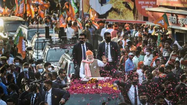 PM Modi’s mega road show in Gujarat a day after BJP’s stellar poll performance