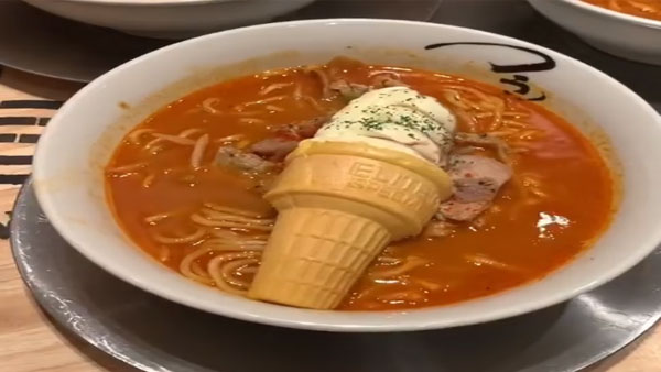 Want to try 'Ice cream with soupy noodles'?  This viral video leaves social media divided over whether to try