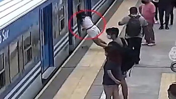 Viral video: Woman survives after fainting and falling under moving train in Argentina