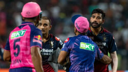 Face-off between Riyan Parag and Harshal Patel in RCB vs RR match