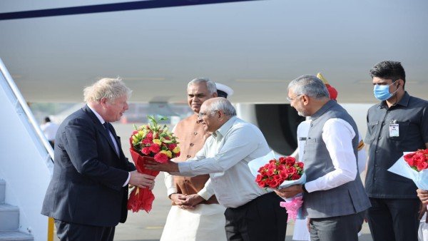 UK PM Boris Johnson arrives in Gujarat's Ahmedabad