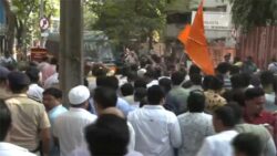 'Hanuman Chalisa' row: Shiv Sena workers protest outside Rana couple residence