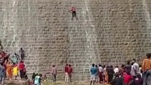 Watch: Daredevil stunt goes wrong, Man falls 30-feet while trying to climb Srinivasa Sagara dam wall