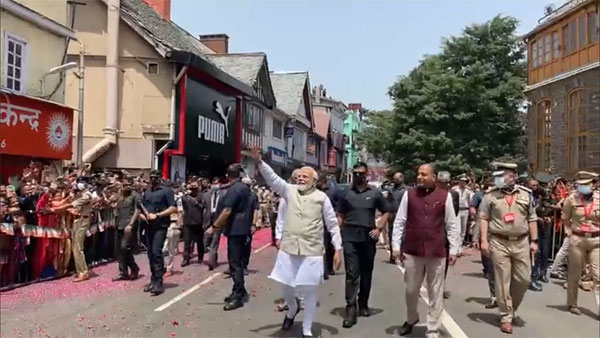 Watch: PM Modi holds massive roadshow in Shimla to mark 8 years of his govt