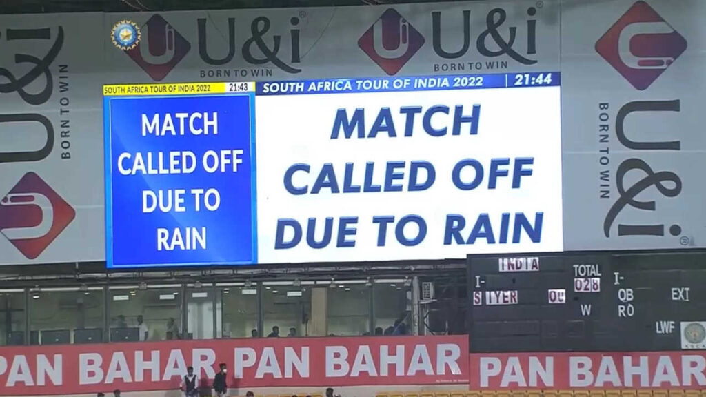 5th T20I: Rain forces washout as India-South Africa series ends 2-2