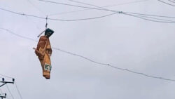 Suspended BJP spokesperson Nupur Sharma's effigy strung from overhanging wire in Belagavi