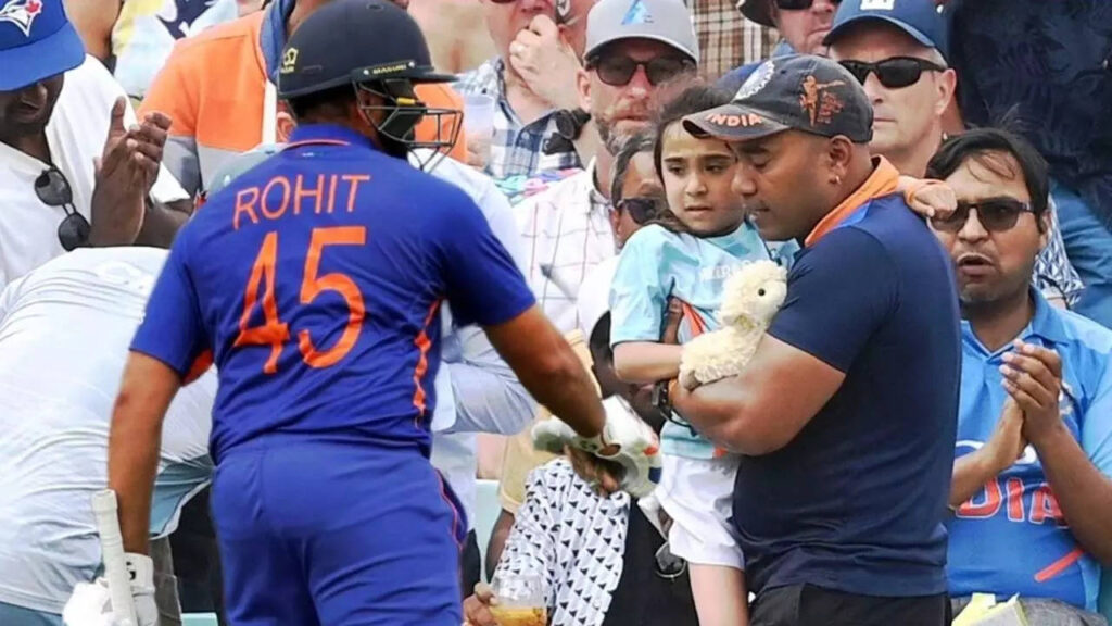 In Pics - Heartwarming gesture from Rohit after his six hit young fan