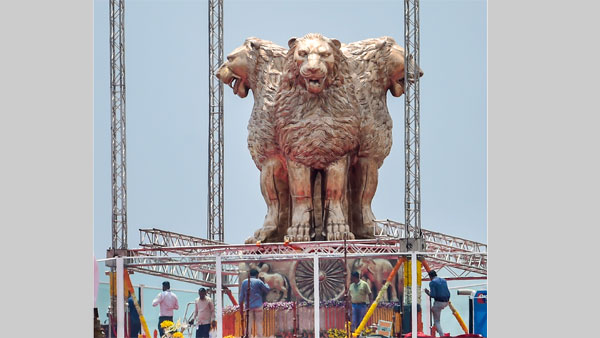 National emblem: Aggressive lions with bared fangs atop new parliament raises eyebrows