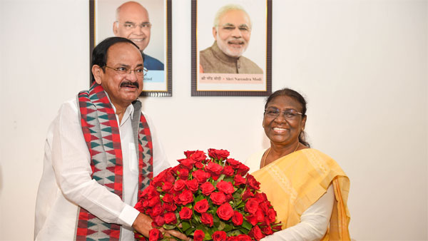 VP Naidu, other leaders meet President-Elect Murmu, congratulate her