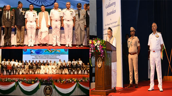 Gallantry Award winners of Indian Navy felicitated by Governor of Maharashtra