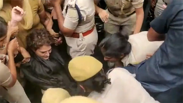 WATCH: Priyanka Gandhi dragged by women cops into police vehicle amid Congress protest