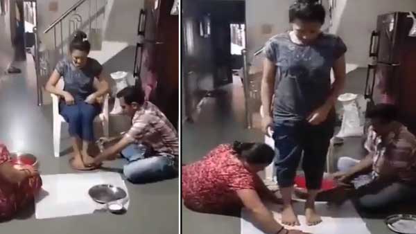 Parents drink the milk used to wash their daughter's feet in viral video