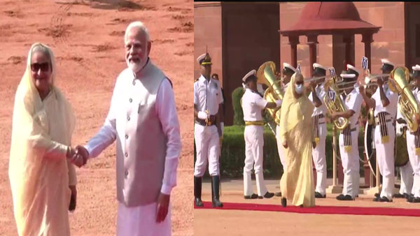 Bangladesh PM Sheikh Hasina accorded ceremonial welcome at Rashtrapati Bhavan