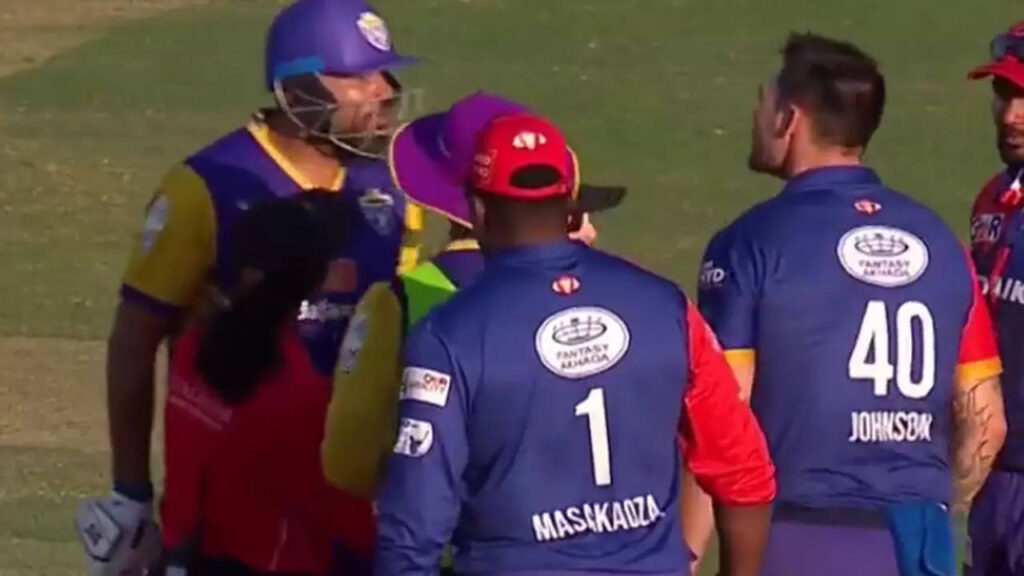 Watch: Yusuf Pathan, Mitchell Johnson engage in ugly fight during LLC game