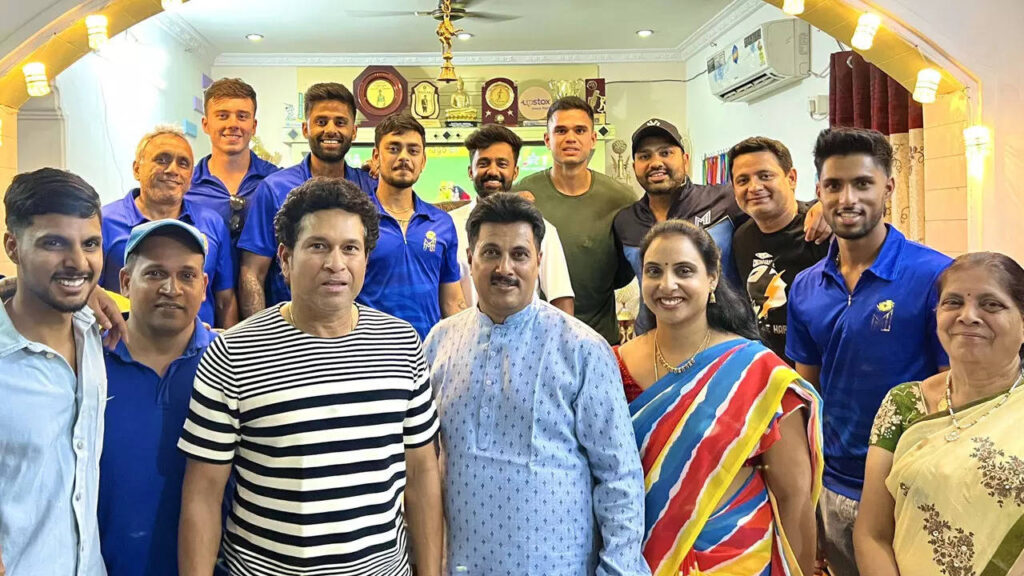 Tilak Verma hosts MI family, Sachin for dinner