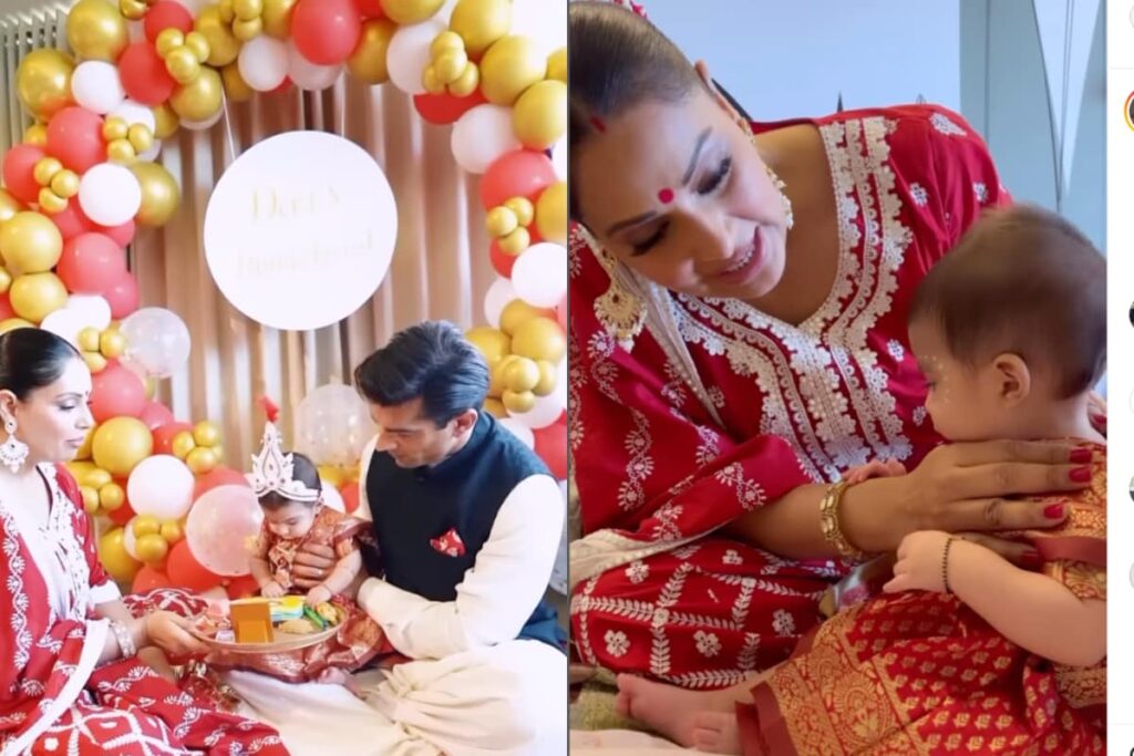 Bipasha Basu’s Daughter Devi Looks Cute In Benarasi Saree For Her Annaprashan Ceremony, Watch Video