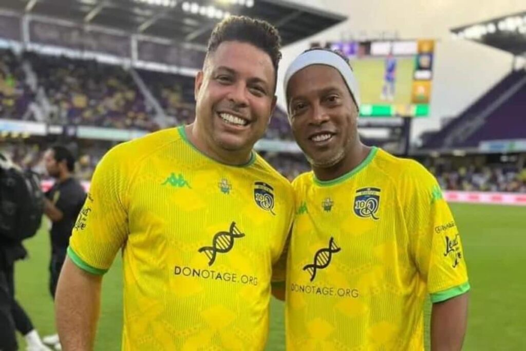 Ronaldinho Dazzles at 'The Beautiful Game' Charity Match Against Roberto Carlos' Team