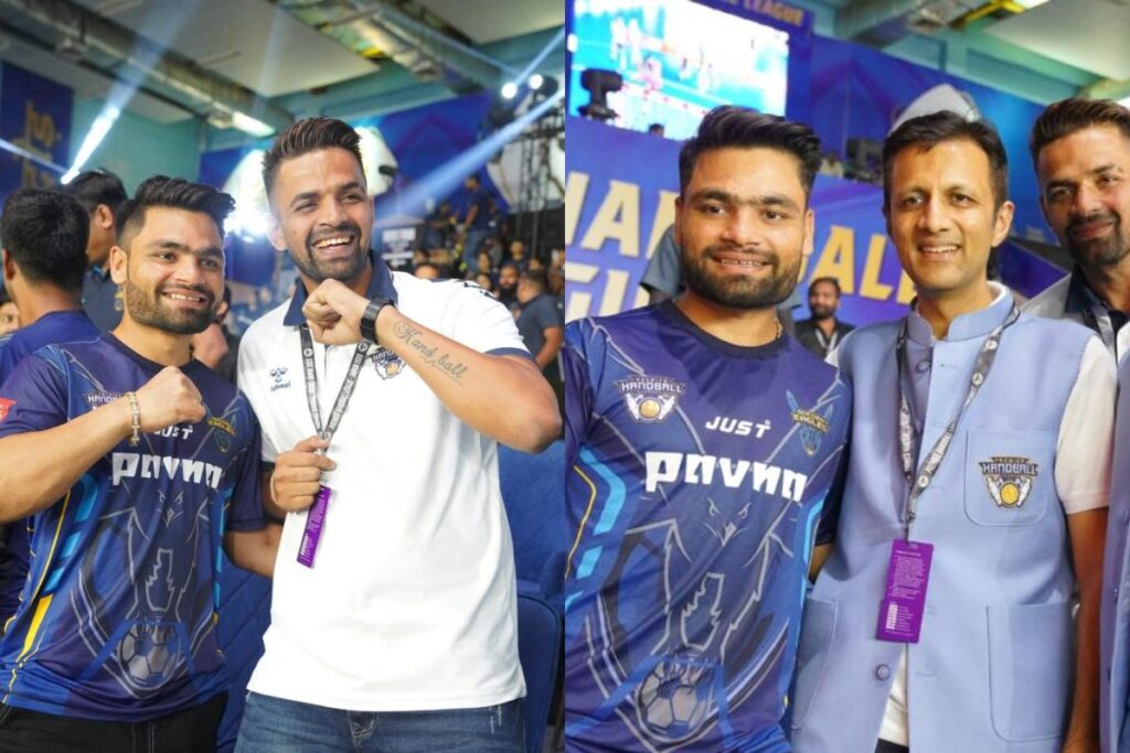After IPL 2023, KKR Star Rinku Singh Cheers For Golden Eagles Uttar Pradesh During Premier Handball League Match
