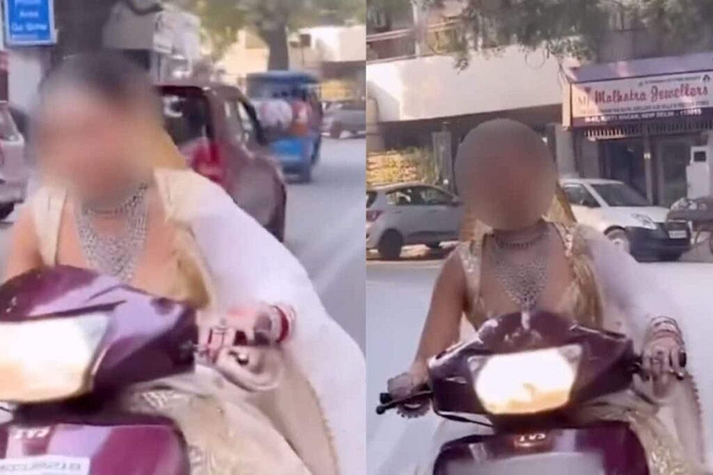 'Bewakoofiyan': Bride Rides Scooty Without Helmet, Delhi Police Responds
