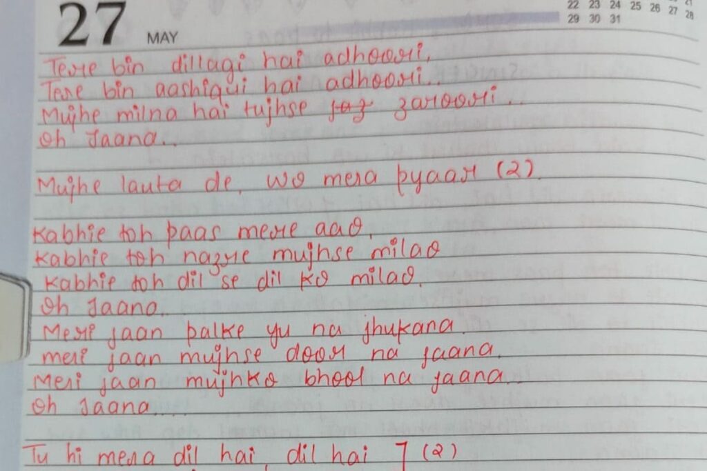 Woman Shares Pic of Diary With Lyrics of Songs Written And 90s Kids Are in Nostalgia