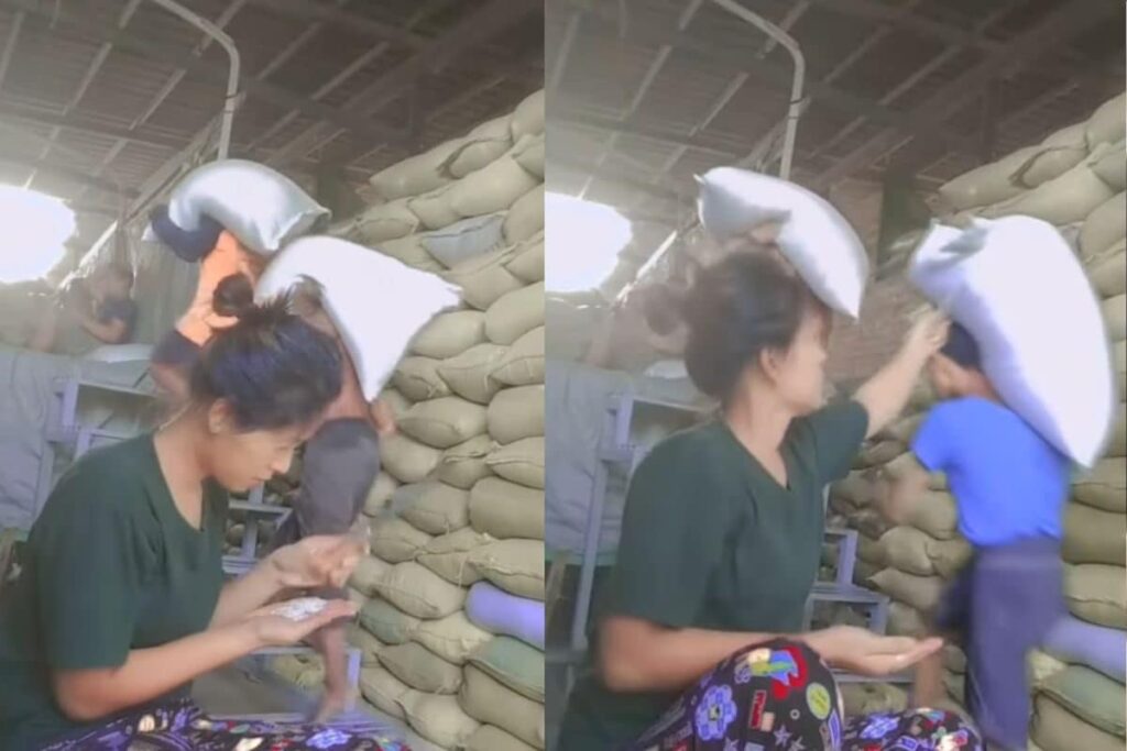 Video Shows Woman’s Incredible Speed While Inspecting Rice Sacks
