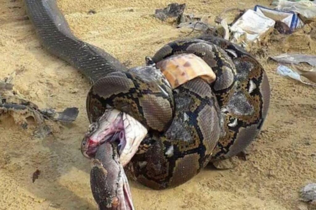 Viral Photo: Python And King Cobra Battle It Out, Both Die In The End