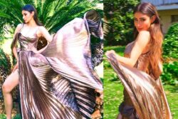 Mouni Roy Looks Just as Gorgeous in an Elegant Metallic Gown With Statement Slit; See Photos