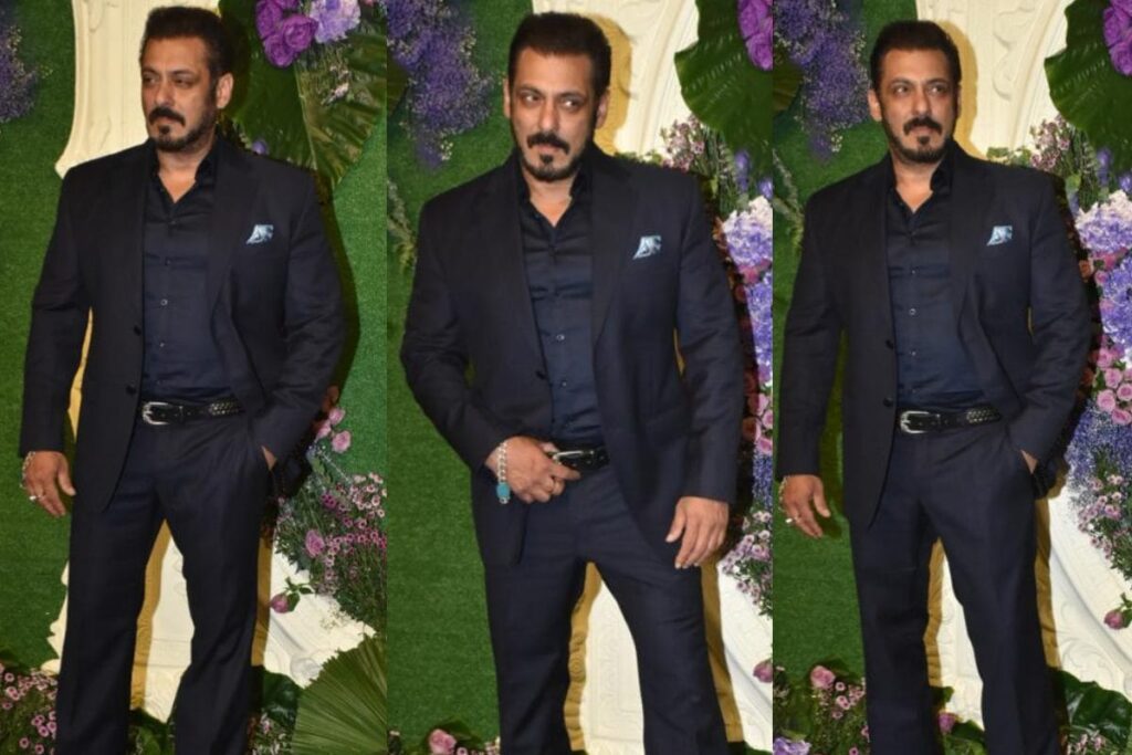 Salman Khan Looks Dapper as He Arrives Suited up in a Blue Ensemble for the Karan Deol’s Reception
