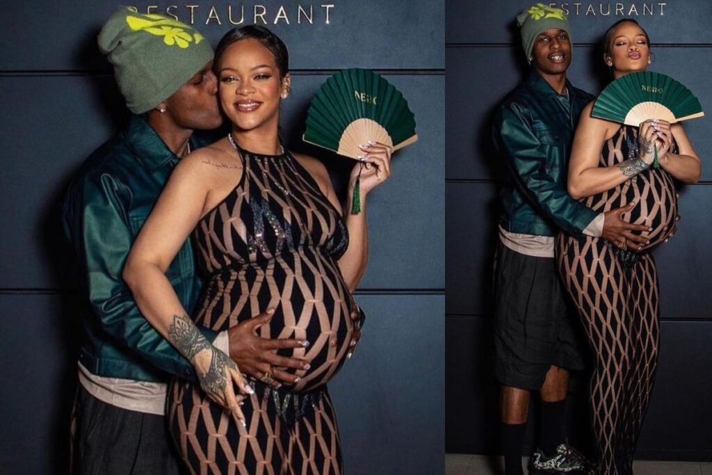 Rihanna Continues to Slay Maternity Looks; This Time in a Jean Paul Gaultier Bodycon Dress That is Just Amaze