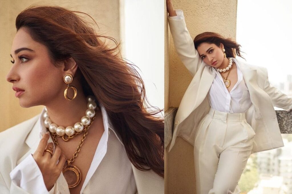 Fashion Icon Tamannaah Bhatia Takes Breath Away in Beige Pantsuit