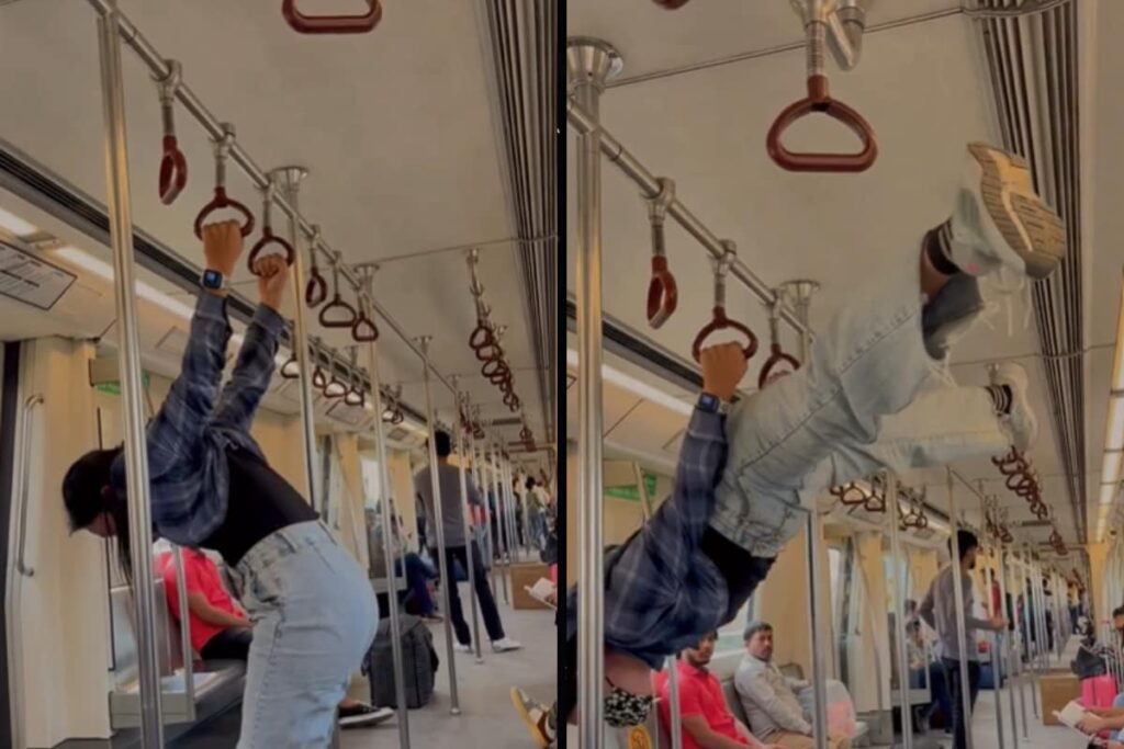 Woman's Acrobatics In Delhi Metro Triggers Public Disapproval: 'Not Meant For Stunts'